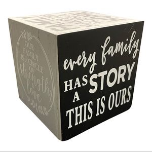 All About Family Quotes & Phrases Decorative Wooden Cube NWT